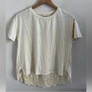 TINY Off White High-lo Short sleeved embroidered T-shirt